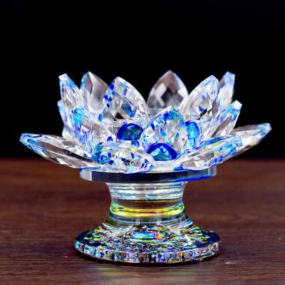 China Europe Lotus Flower Shape Crystal Candle Holder for Home Decoration for sale