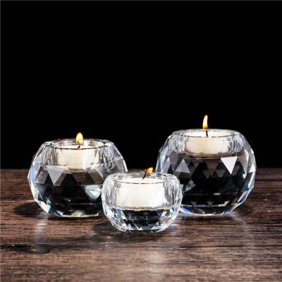 China Europe Glass Crystal Candle Holder Hot Sale wedding favors crystal glass decoration small candle holder for sale