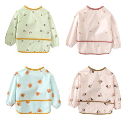 China Sustainable Kids Waterproof Bibs PU Feeding Accessories Summer Kids Apron Burp Fabrics For Boys Girls To Stuff Baby Goods Long Sleeve for sale