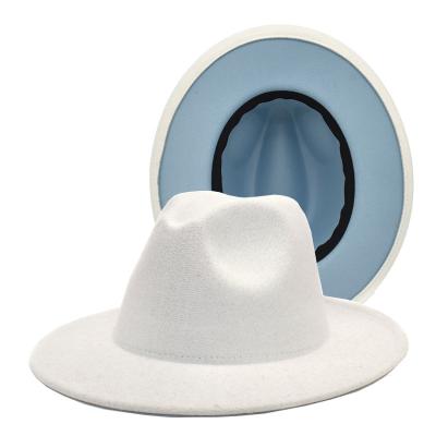 China Wholesale High Quality Women Wool Felt Fedora Hats Designer Character 2021 New Overflowing 2 Two Tone Hat Felt Hat for sale