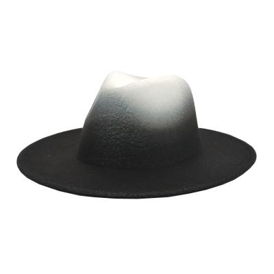 China 2021 new fashionable character women's felt wide hat jazz flexible hat brim borsalino hat gradient color felt hat for sale