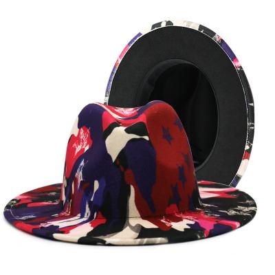 China Wholesale Fedora Hat Fashion Colorful Wool Stylish Tie Dyed Character 2021 New Design Felt Jazz Hat for sale