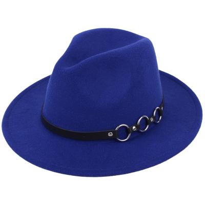 China High Quality Character Wool Felt Two Colors Jazz Fedora Hats For LoversWide Brim Fedora Hat for sale