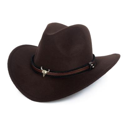 China Character Custom Advertise Cheap Mens Brown American Style Felt Cowboy Hats for sale