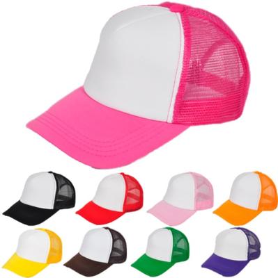 China JOINT Logo 5 Panel Trucker Hats Sponge Custom Polyester Mesh Cap For Hiking Training for sale