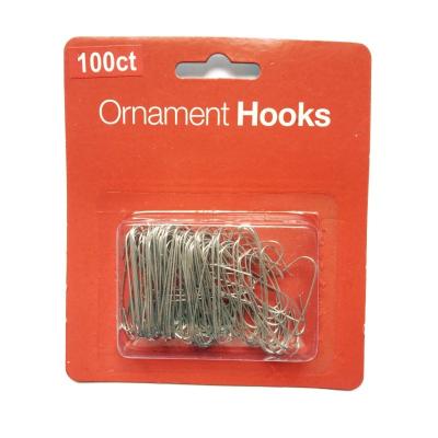 China Silver Metal Ornament Hooks Pack of 100 Christmas Ball Hangers for sale