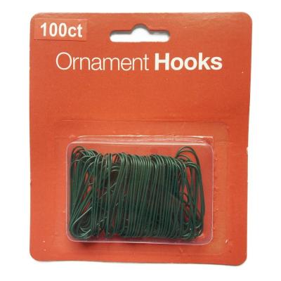 China Green Pack of 100 Metal Ornament Hooks Christmas Ball Hangers for sale