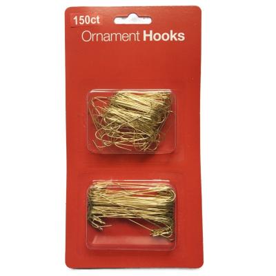 China Christmas Ball Hangers Two Size Gold Metal Ornament Hooks 150 Pack for sale