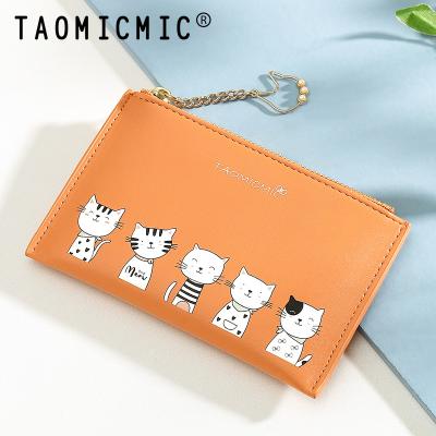 China TAOMICMIC Multi-Card Position Ready To Ship Cartoon Printing Mini Zipper Multi Positions Card Holder Wallet With Cat Metal Coin Purse for sale