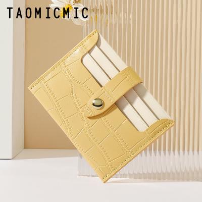 China Taomicmic bank card and credit card holder version PU clasp multi-position waterproof female slim purse contrast color Korean credit card holder for sale