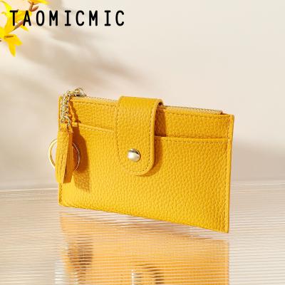 China Fashion Taomicmic PU Zipper Coin Purse Key Chain Ladies Leather Soft Single Yellow Purse With Tassel for sale