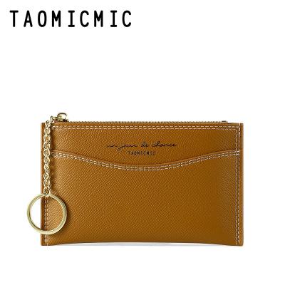 China High Quality Taomicmic Women's Zipper Coin Purse Key Chain 2020 Good Quality Leather Wallet Credit Card Holder for sale