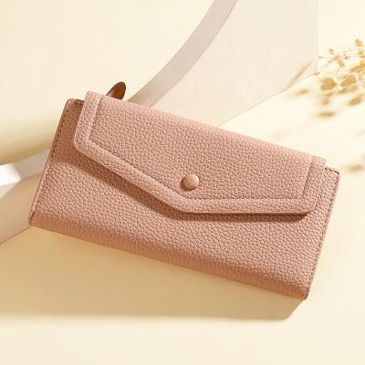 China TAOMICMIC Long Waterproof PU Leather Women's Wallet Multi-colors Fashion Simple Ladies Large Capacity Purse With Hand-rope for sale