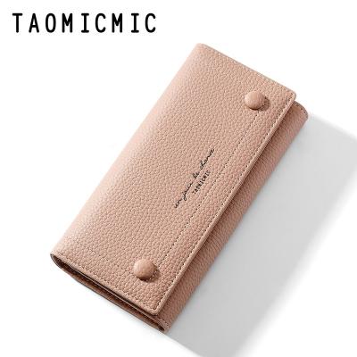 China Taomicmic anti-theft 2021 branded Korean leather wallet travel cheap money elegant slim minimalist card long wallet for women classic for sale