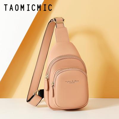 China TAOMICMIC Daily Used Female Chest Bags New Sports Shoulder Waist Bags For Women PU Leather Print Logo Zipper Messenger Bag for sale