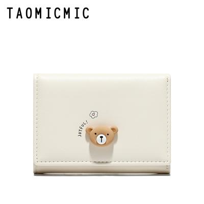 China TAOMICMIC Waterproof OEM School Style Preppy Style Wallet Youth Daily Use PU Leather Portable Short Purse for sale