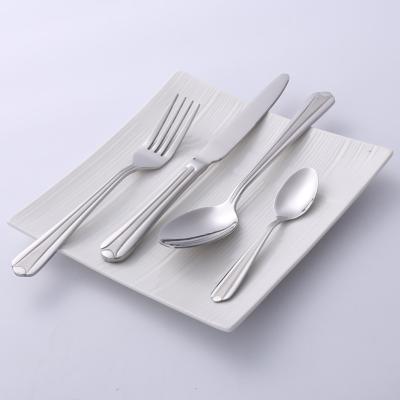 China Viable Wholesale Stainless Steel Cutlery Dessert Knife Fork Spoon Silver Dinnerware Sets For Restaurants Hotel for sale