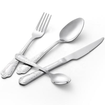 China Full Kitchen Viable Royal Antique Design Stainless Steel Cutlery Set Knife Set Kitchen Utensil Travel Flatware Set For Hotel for sale