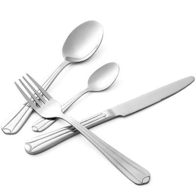 China China Factory Wholesale Viable Fancy Pattern Full Stainless Steel Dinnerware Sets Silver Fork Knife Spoon Flatware For Wedding for sale