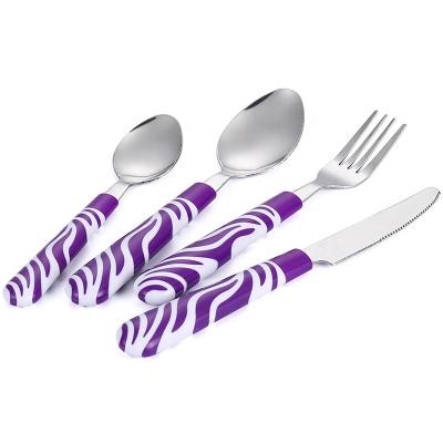 China Supplier Viable Multi Color Factory OEM Handle Stainless Steel Cutlery Set Knife Spoon and Fork Plastic Set for Hotel and Restaurant for sale