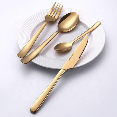 China 4pcs Stainless Steel Travel Viable Reusable Cutlery Set Spoon Fork Knife Set Cutlery Wedding Gold Flatware Set For Hotel for sale