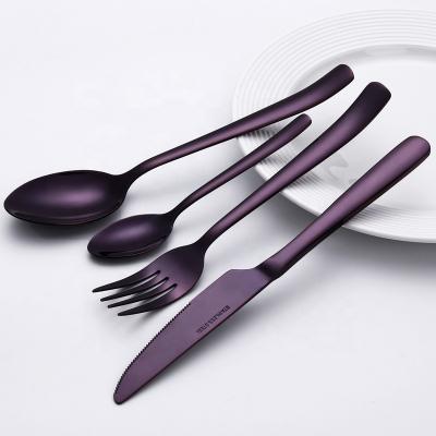 China Sustainable Camping Portable Stainless Steel Cutlery Set Dinnerware Set Spoon Fork And Knife Set 24pcs With Box for sale