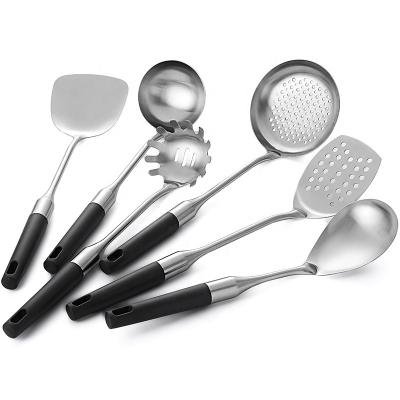 China Viable 6 Pieces Stainless Steel Kitchen Cookware Tool Kit Kitchen Utensils Sets Shovel Spoon Spatula For Home Hotel for sale