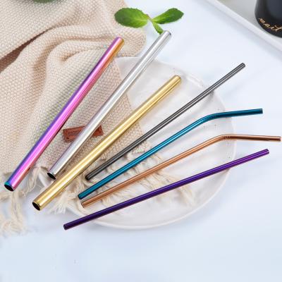 China Stainless Steel Straw Food Grade Colorful Boba Viable Reusable Milkshake Bubble Tea Metal Straws and Brush Set for sale