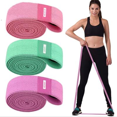 China High elasticity resistance band polyester latex filament silk fitness band/durable/non-slip latex set elastic hip loop for sale