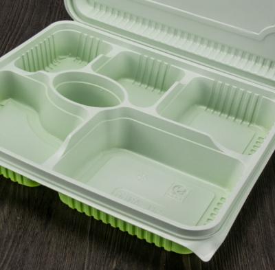 China Sustainable Food Packaging Container Plastic Bento Lunch Box 6 Compartment for sale