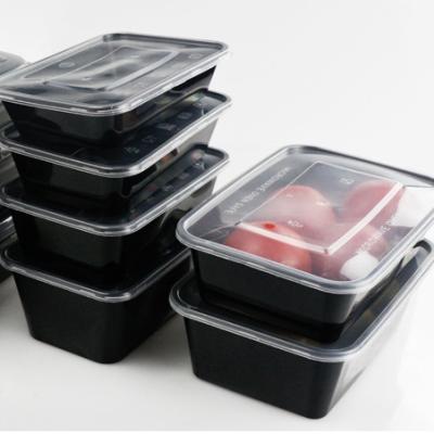 China Customized Viable 500ml 650ml 750ml Rectangle PP Lunch Box Viable Customized Clear Transparent Disposable Plastic Food Containers With Lid for sale