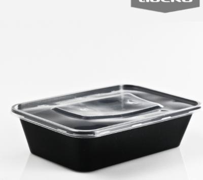 China Sustainable PP Black Rectangle Plastic Disposable Food Container for sale