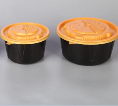 China Disposable Round Microvable Fast Food Salad Box Black Disposable Bowl Disposable Food Container With Lids for sale