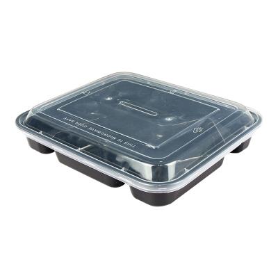 China Sustainable Microwave Heatable Plastic Disposable Take Out Food Container 3 4 5 Compartment Bento Box With Lid for sale