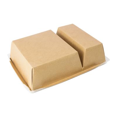 China Disposable Biodegradable Paper 2 Compartment Container Food Wrapping Paper Wok Takeout Box for sale