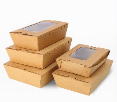 China Disposable High Quality Disposable Kraft Paper Box With Separate Window Lid For Salad for sale