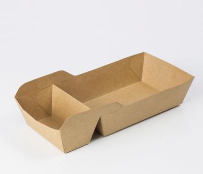 China Disposable Kraft Paper Two Compartments Kraft Paper Salad Box With Plastic Lid for sale