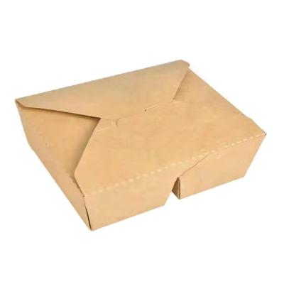 China Disposable Biodegradable Kraft Paper Box With 2 Compartments For Fast Food Restaurant for sale