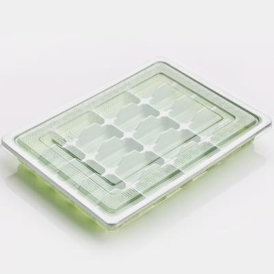 China Green High Quality Rectangular Plastic Blister Tray Household Use Frozen Dumpling Food Packaging Tray for sale