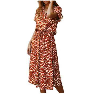 China Summer Fashion Lady Midi Anti-Static Modern Dress Vestido Printed Polka Dot Elegant Casual Dress for sale