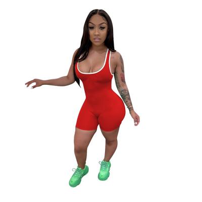 China 2021 Summer Women Anti-static Colorful One-piece Overalls Bodycon Skinny Short Romper for sale