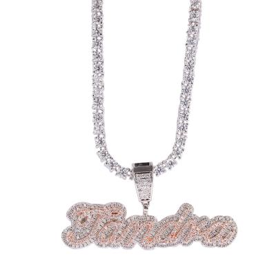 China CLASSIC Custom Cursive Letters Edwardian Script Name Necklace Full Iced Out Zircon Jewelry DIY Hiphop Name Pendants For Gifts for sale