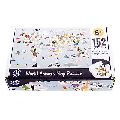 China paper & Custom Cardboard World Map Puzzle Folder Puzzles CMYK Printing Paper Map 152 Jigsaw Puzzle Pieces for sale