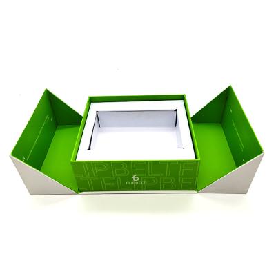 China Biodegradable Two Sides Opening Magnetic Box Paper Fancy Perfume Gift Box With UV Logo for sale