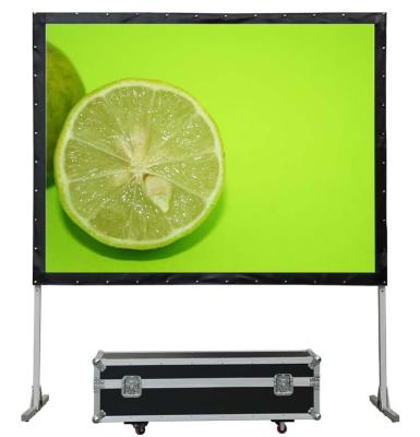 China 250 Inch 16:9 4:3 TELON Front View Screen And Rear Case Material Projector Fast Folding Fast Fold Projection Screen for sale