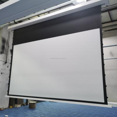 China TOP 5 electric manufacturer wholesales customized size home theater in-ceiling mounted electric motorized projection screen for projector for sale