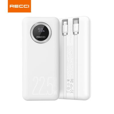 China 2021 hot sale new product support RECCI mini 10000mah fast charge portable led display power bank with cables for sale