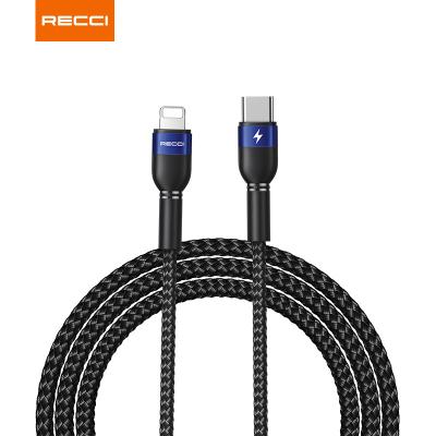 China Palladium 20W Mobile Phone Recci P18CL Nice Design 1.5m Nylon Material USB Fast Charging Type-C to Light ning Cable for iPhone 12, iPhone 13, iPad for sale