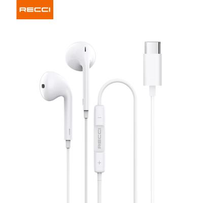 China Recci Durable Best Selling In-Ear Bass HD Audio Sound Volume Control Mobile Phone Type C Wired Earphone With Microphone for sale