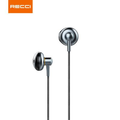 China Recci Boom Stereo Sound HD Durable Super Call 3.5MM In Ear Volume Control Handsfree Microphone Wired Earphone Headsets for sale